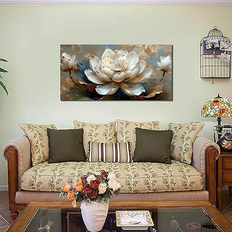 Lark Manor White Flower Wall Art For Living Room - Paintings Wall Art For Office - Bedroom ...